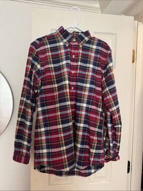 Ralph Lauren Red and Navy Plaid Button-Down Shirt
